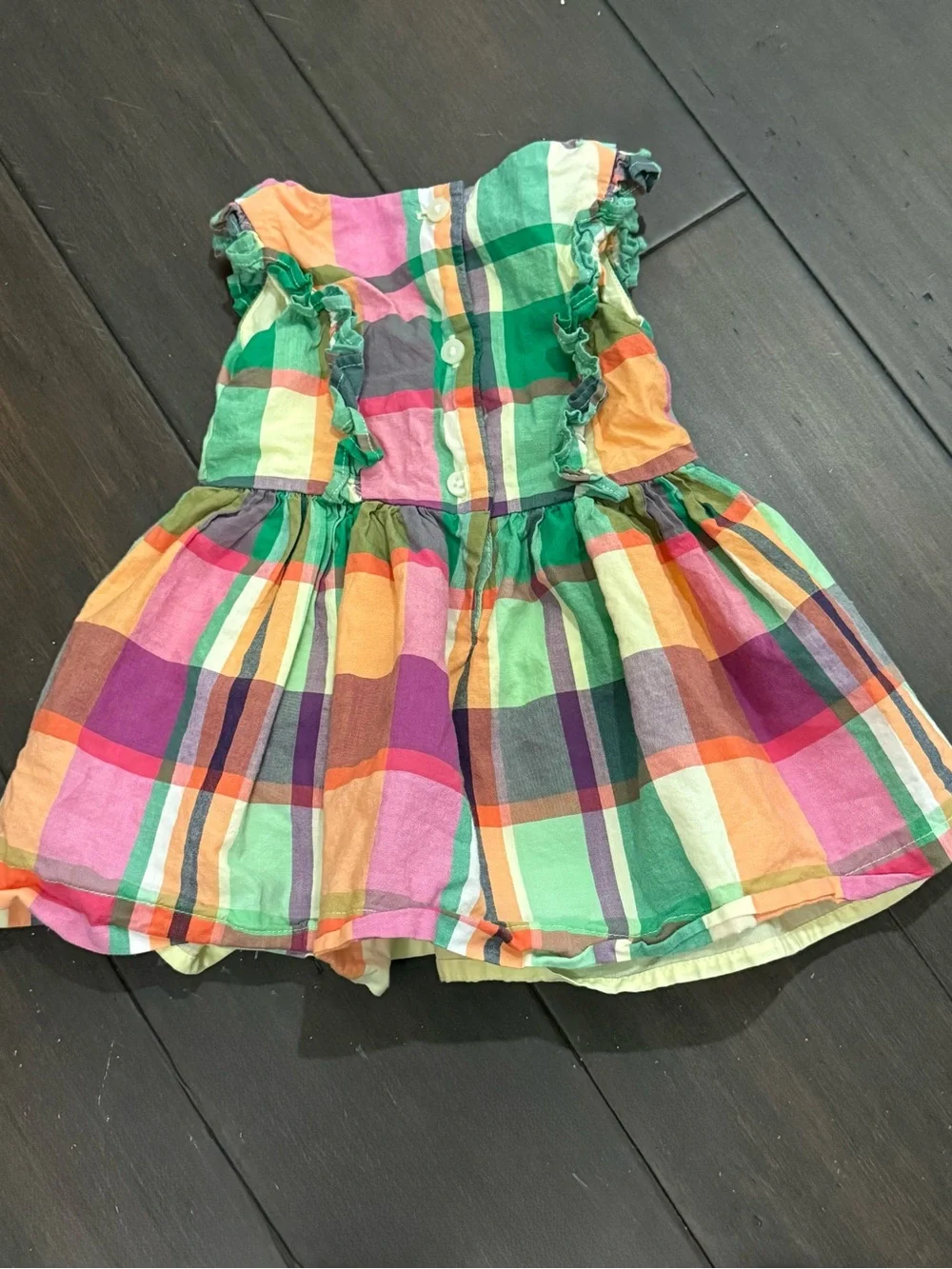 Gymboree Pink, Green and Orange Plaid Baby Dress